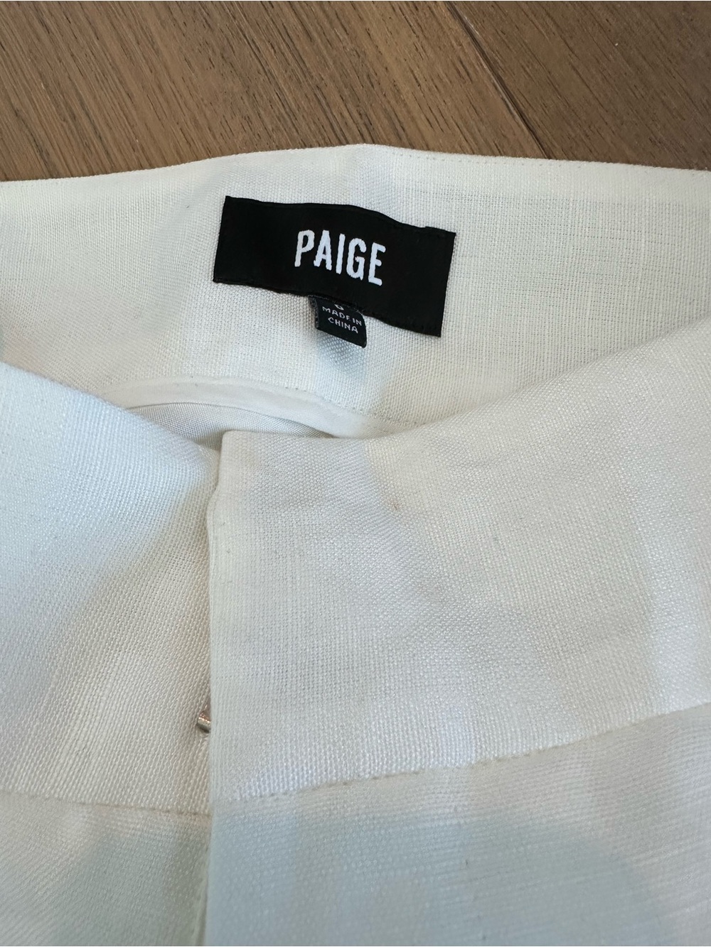 PAIGE Greyson White Linen Blend High Rise Wide Leg Pants Size XS - Picture 5 of 5